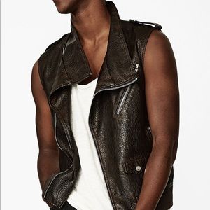 ❗️NEW ZARA MAN black leather vest never worn